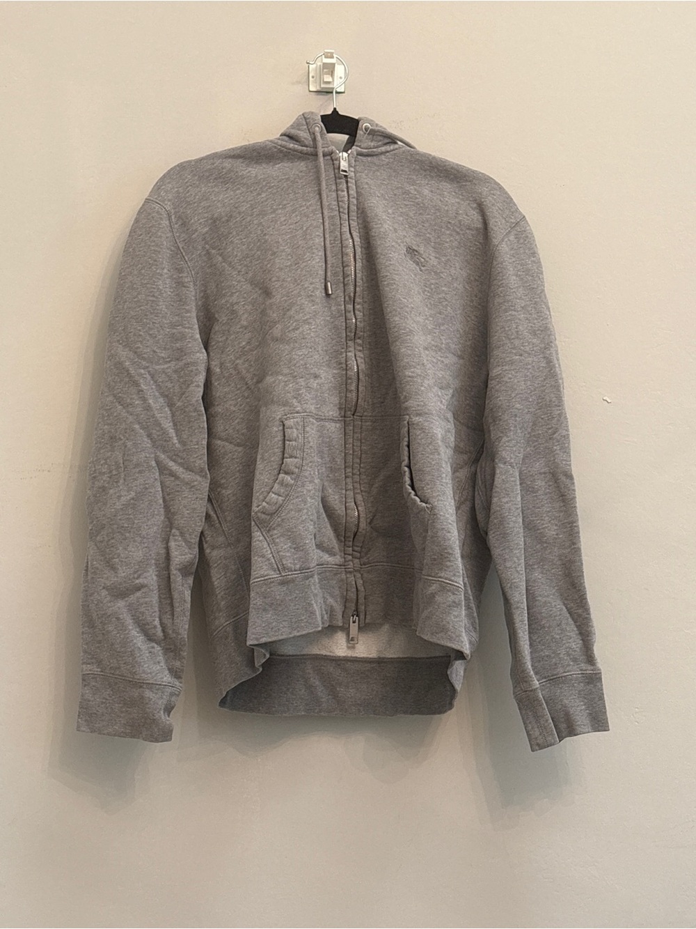 Burberry Gray Zip-Up Hooded Sweatshirt